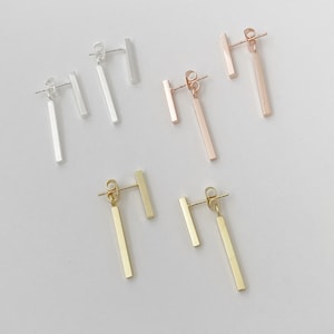 Double Post Earrings, gold, rose gold, silver