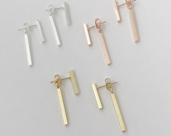 Double Post Earrings, gold, rose gold, silver
