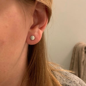 Round Stud earrings, flat circle plug earrings, gold, rose gold, silver, black