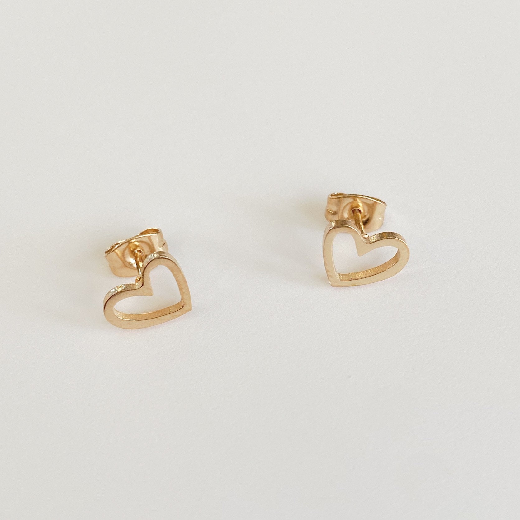 Open Heart Earrings, Gold, Rose Gold, Silver, Black - Etsy