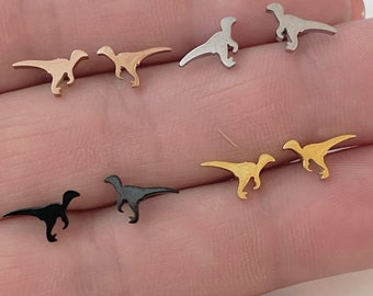 Raptor Dinosaur Stud Earrings, gold, rose gold, silver, black