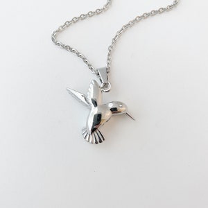 Hummingbird Memorial Urn Charm Necklace - Silver