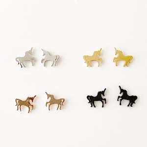 Unicorn Earrings: gold, rose gold, silver, black