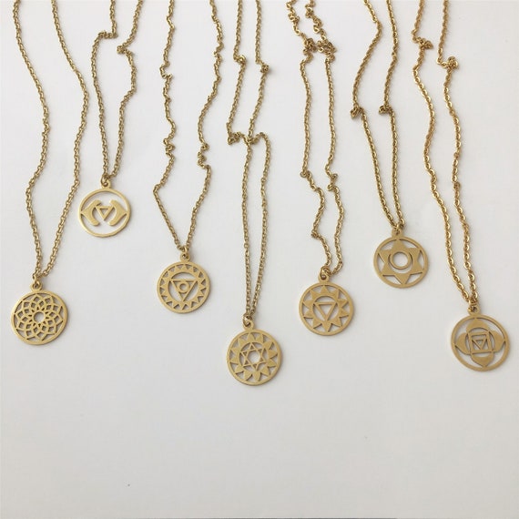 Gold chakra necklace discount