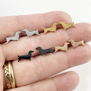 Puces d'oreilles pour chien teckel saucisse Wiener, or, or rose, argent, noir