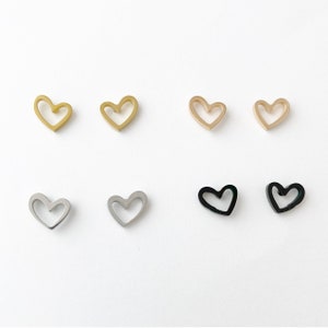 Open Heart earrings, gold, rose gold, silver, black Bild 1