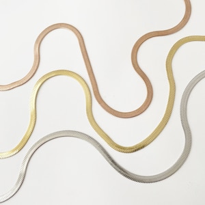 Thick 5mm Snake Herringbone Chain Silver, Gold Or Rose Gold