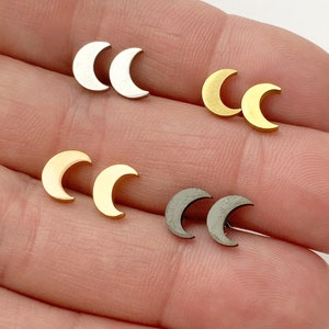 Moon earrings, gold, rose gold, silver, black