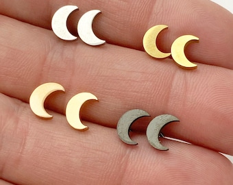 Moon earrings, gold, rose gold, silver, black