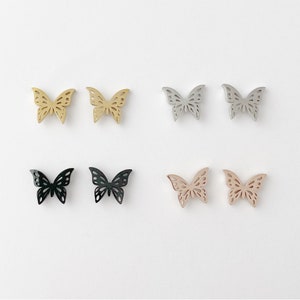 Butterfly earrings, gold, rose gold, silver, black