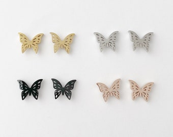 Butterfly earrings, gold, rose gold, silver, black