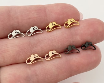 Cowboy Hat earring studs, gold, rose gold, silver, black