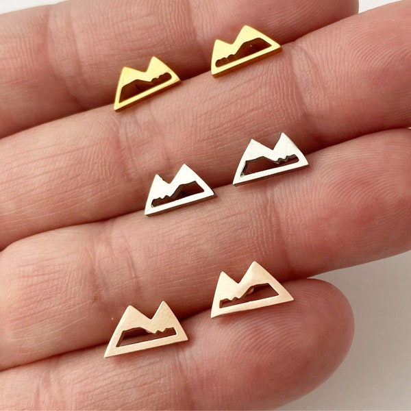 Mountain earrings, gold, rose gold, silver