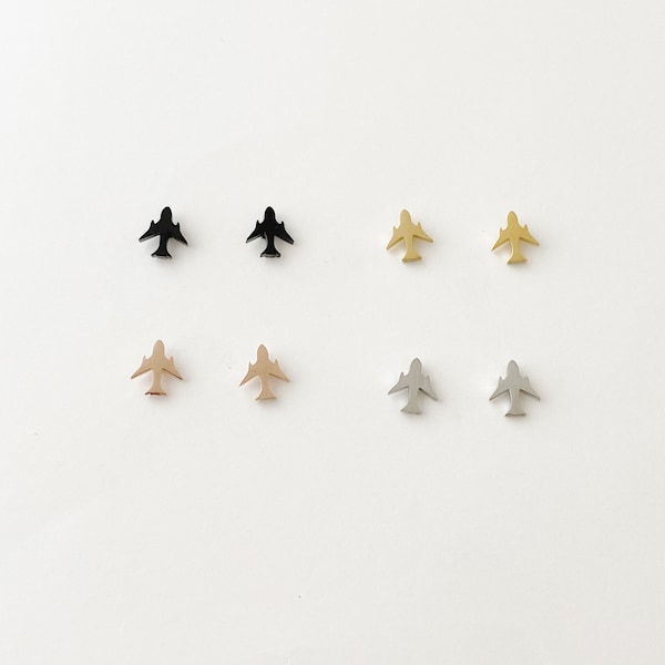 Airplane Stud earring, gold, rose gold, silver, black