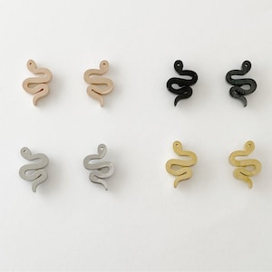 Boucles d'oreilles serpent, or, or rose, argent, noir