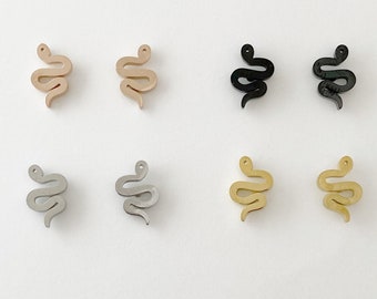 Snake earrings, gold, rose gold, silver, black