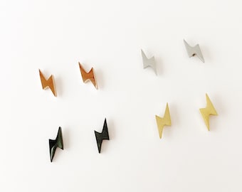 Lightning Bolt Earrings: gold, rose gold, silver, black