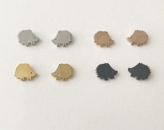 Hedgehog Stud earrings, gold, rose gold, silver, black