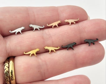 T rex, Tyrannosaurus Rex, Dinosaur Stud Earrings, gold, rose gold, silver, black