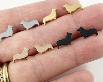 Corgi Dog stud earrings, gold, rose gold, silver, black