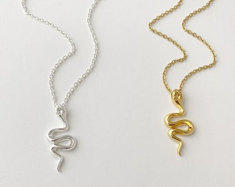 Snake Necklace in Gold, or Silver, FREE SHIPPING