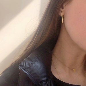 Double Post Earrings, gold, rose gold, silver image 2