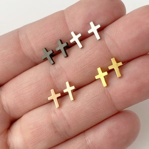 Cross  earrings, gold, rose gold, silver, black