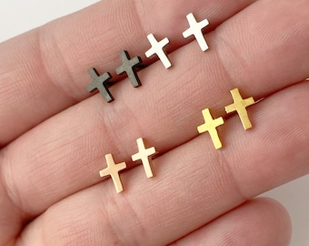 Cross  earrings, gold, rose gold, silver, black