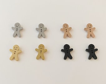 Ginger Bread Man Christmas Earrings, gold, rose gold, silver, black