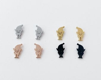Elf Christmas Earrings, gold, rose gold, silver, black
