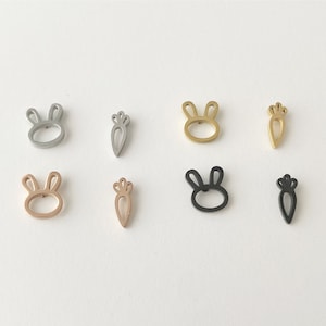 Easter Bunny and Carrot Earrings: gold, rose gold, silver, black