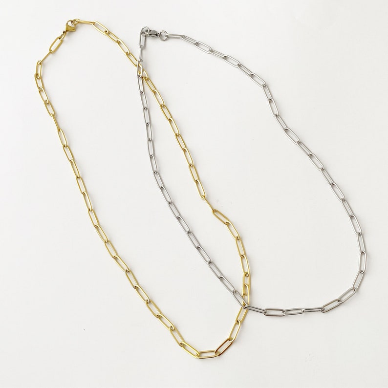 Paperclip Link Chain Layering Chain Silver or Gold Etsy