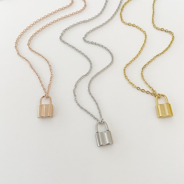 Padlock Necklace in Gold, Silver, or Rose Gold FREE SHIPPING