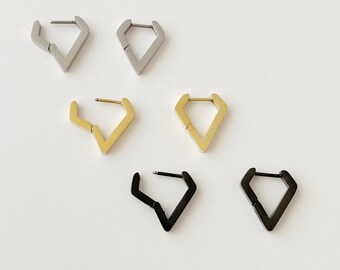 Punk Hip Hop Gift Drop Earring Stainless Steel Triangle Male Cross Clip Earring Fashion Jewelry Non-Piercing Earring Korean Style Ear Cuff BLACK TRIANGLE