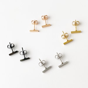 Bar earrings, gold, rose gold, silver, black