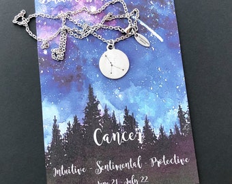 Zodiac Constellation Charm Necklace, Aquarius, Pisces, Aries, Taurus, Gemini, Cancer, Leo, Virgo, Libra, Scorpio, Sagittarius, Capricorn