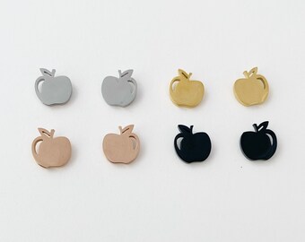 Apple Earrings, Teacher Gift, Silver, Gold, Rose Gold, Black