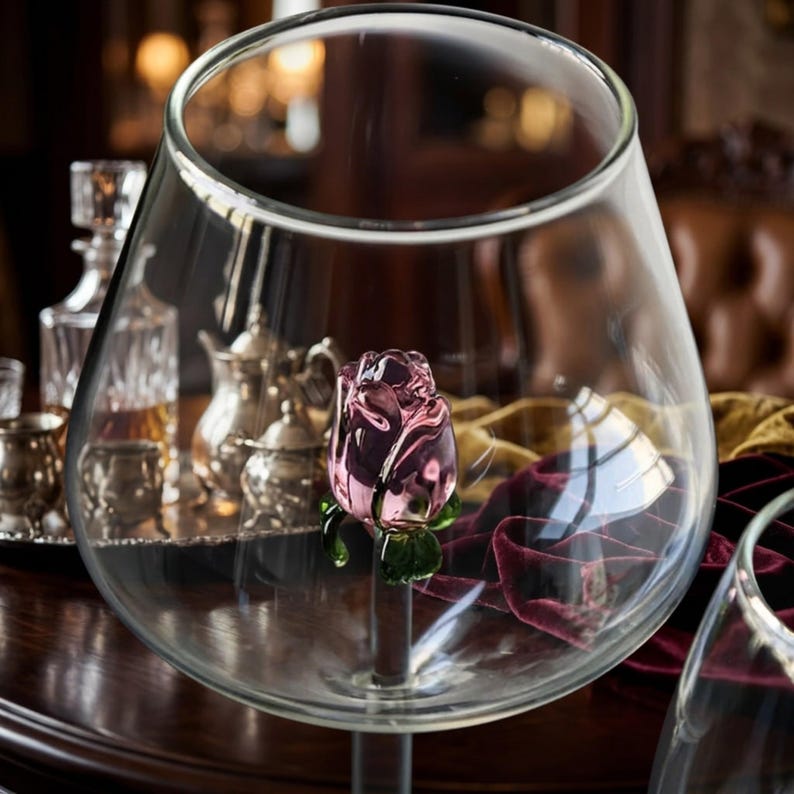 3D Heart Wine Glass, Pink Rose Winged Heart Goblet, Romantic Wine Glass ...