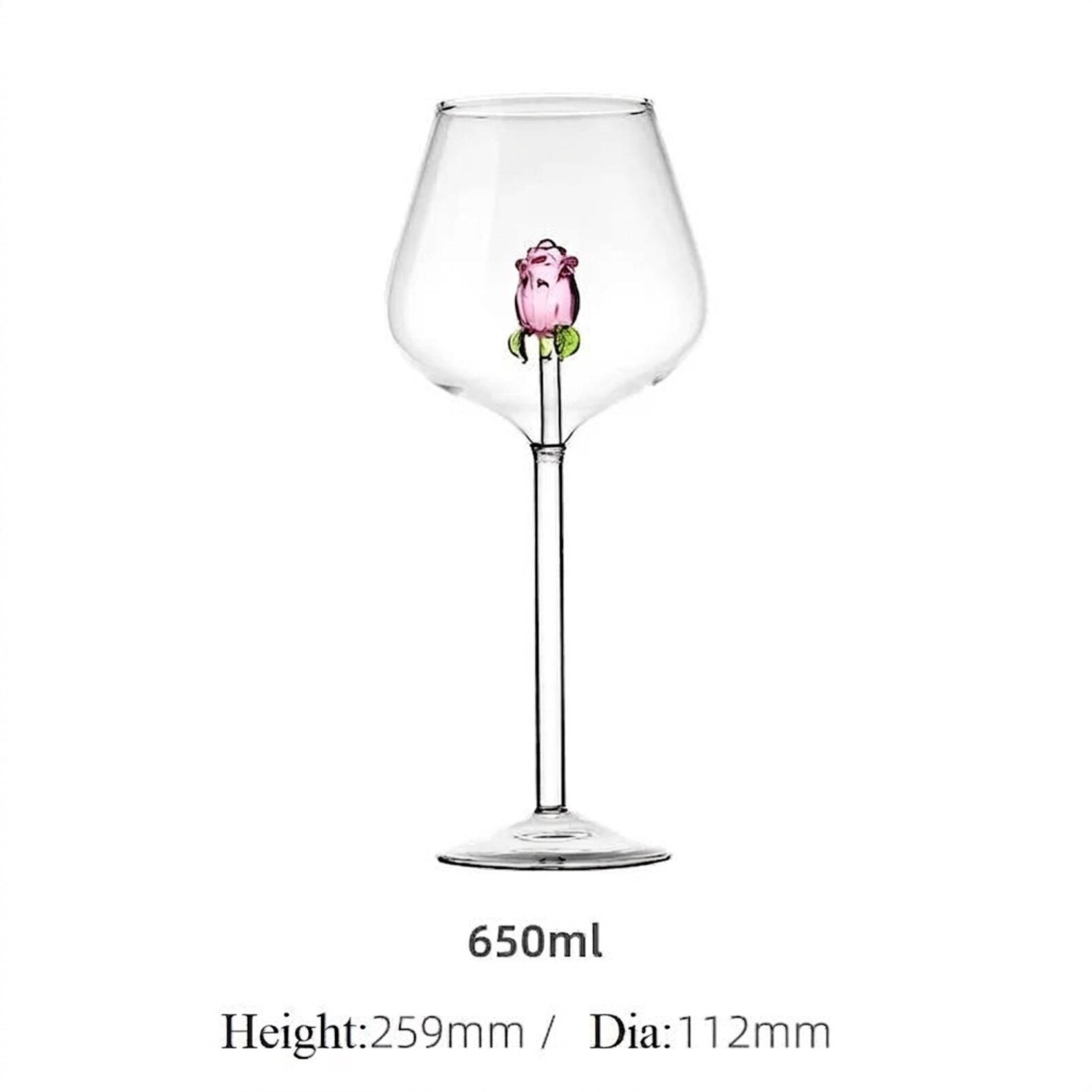 3D Heart Wine Glass, Pink Rose Winged Heart Goblet, Romantic Wine Glass ...