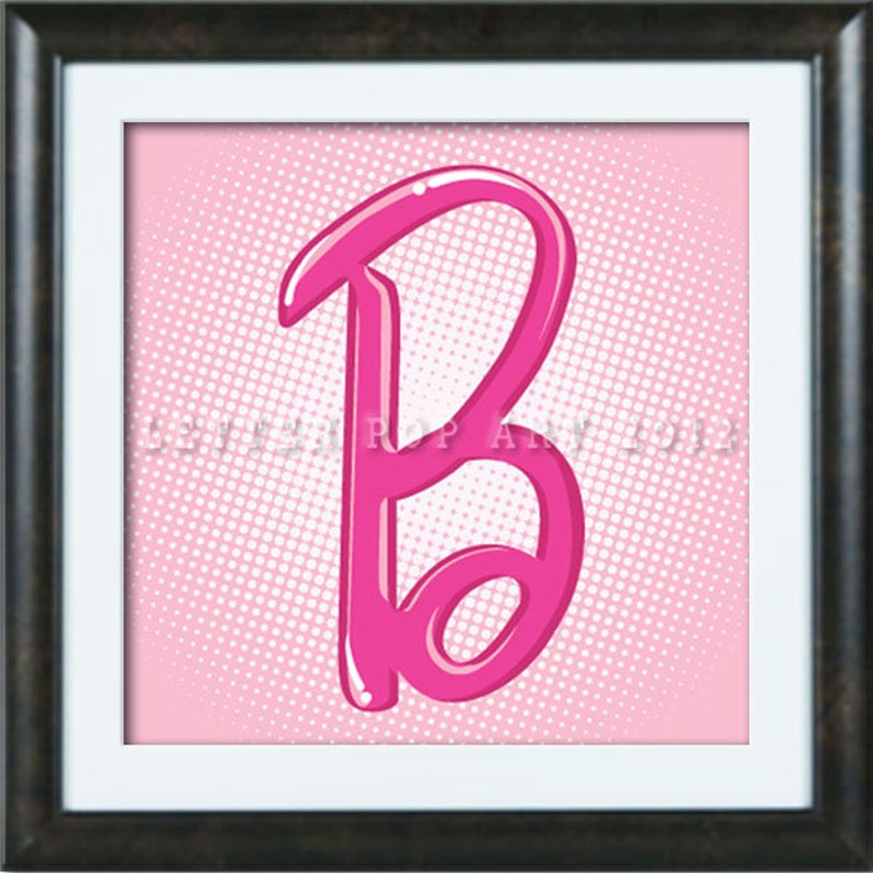 Alphabet Pop Art Print Using Barbie Logo Letter B Etsy