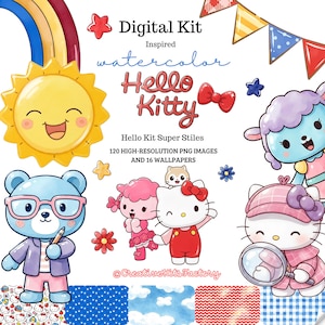 Imágenes prediseñadas de gatos en acuarela, gato elegante en formato PNG, papel digital de gatos a la moda, ilustración de gato genial, diseño para sublimación.