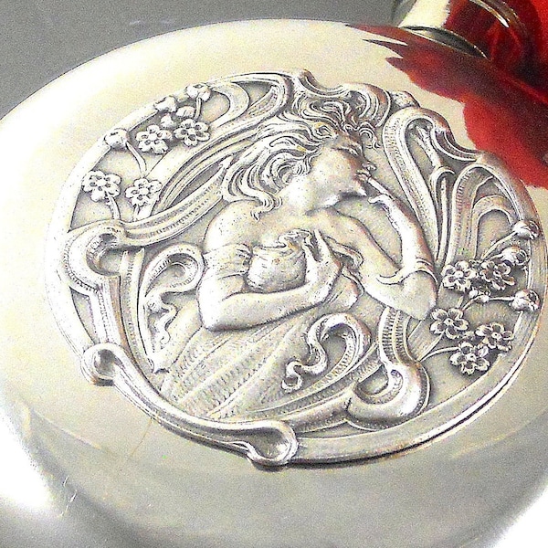 Goddess Flask, Goddess Accessories,  Round Flask, Hip Flask, Liquor Flask, Stainless Steel, 5 Oz, Vintage Style Flask, Victorian Flask