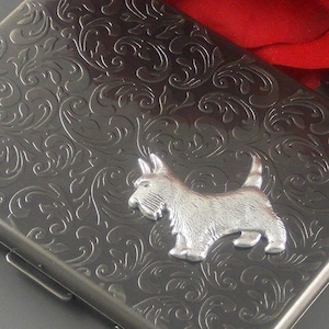 Dog Cigarette Case Dog Box Antiqued Silver Large Card Holder Dog Cigarette Case Business Card Case Gothique Victorien Steampunk Accessoires