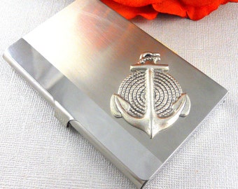 Nautical Business Card Case Anchor Card Case Silver Card Case Metal Card Holder Gothic Victorian