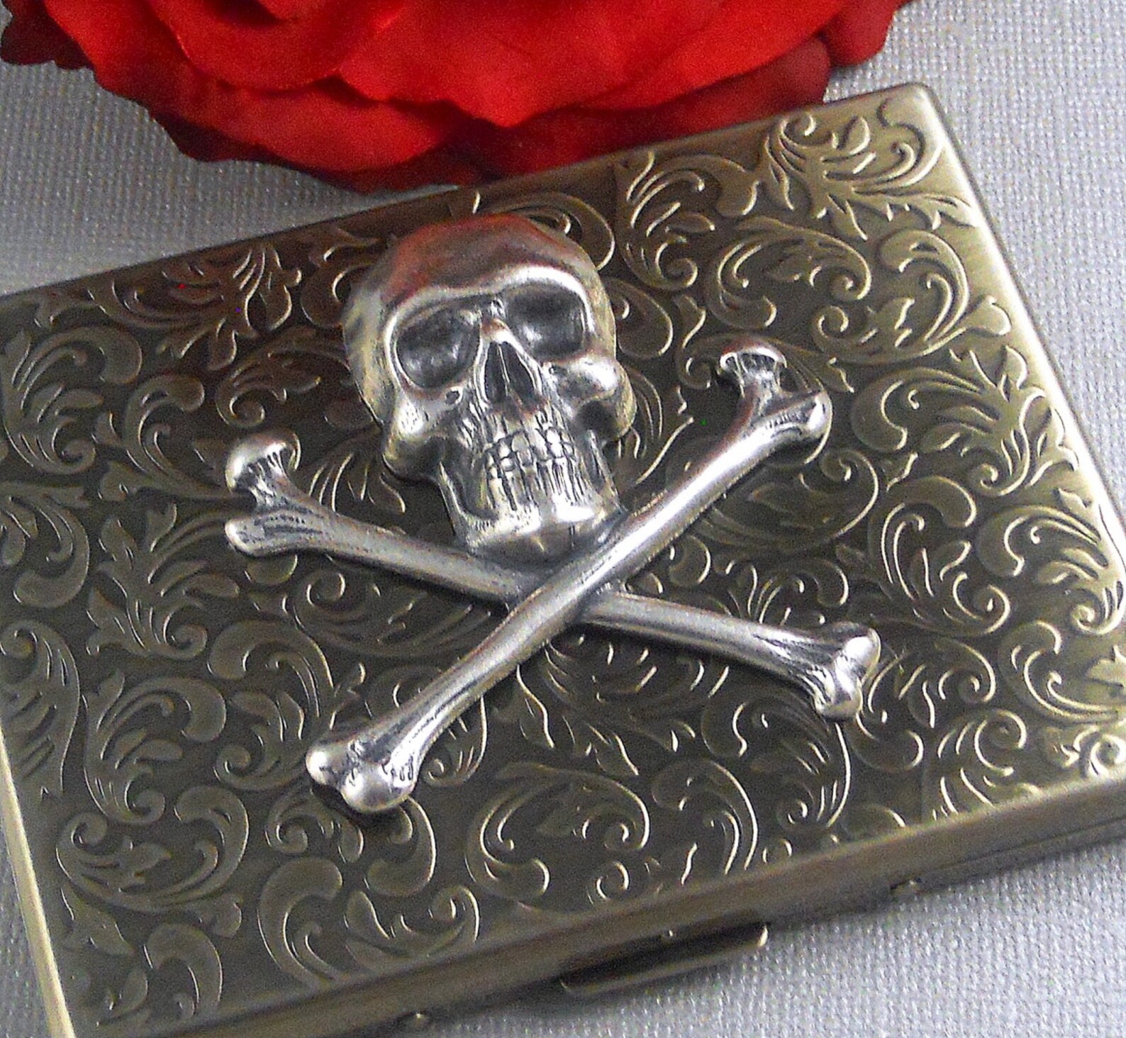 Skull Cigarette Case Vintage Inspired Sterling Silver Plated - Etsy