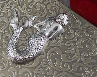 Cigarette Case, Mermaid, Wallet, Business Card Case, Gift, Vintage Inspired  King Sized Cigarette Holder