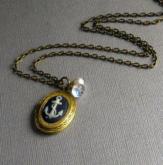 Items similar to Vintage Bronze Anchor Nautical Hunger Game Swarovski