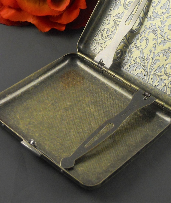 bronze cigarette case Art Nouveau Cigarette Case, Bronze Heron Crane, Box Money Holder, Vintage  Victorian Inspired, Art Deco Regular Size Pocket Box