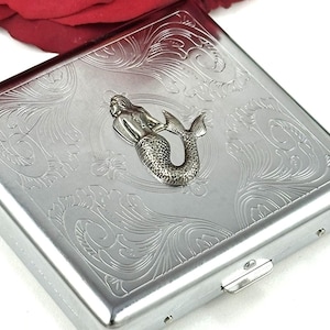 Cigarette Case, Mermaid, Wallet, Business Card Case, Gift, Vintage Inspired  Cigarette Box Double Sided 18 Regular Sized  Wedding Gift