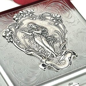 Accessori per fumatori Porta sigarette in argento Porta sigarette unisex ispirato al gotico Scatola per sigarette Dea doppia faccia 18 regali di nozze di dimensioni regolari